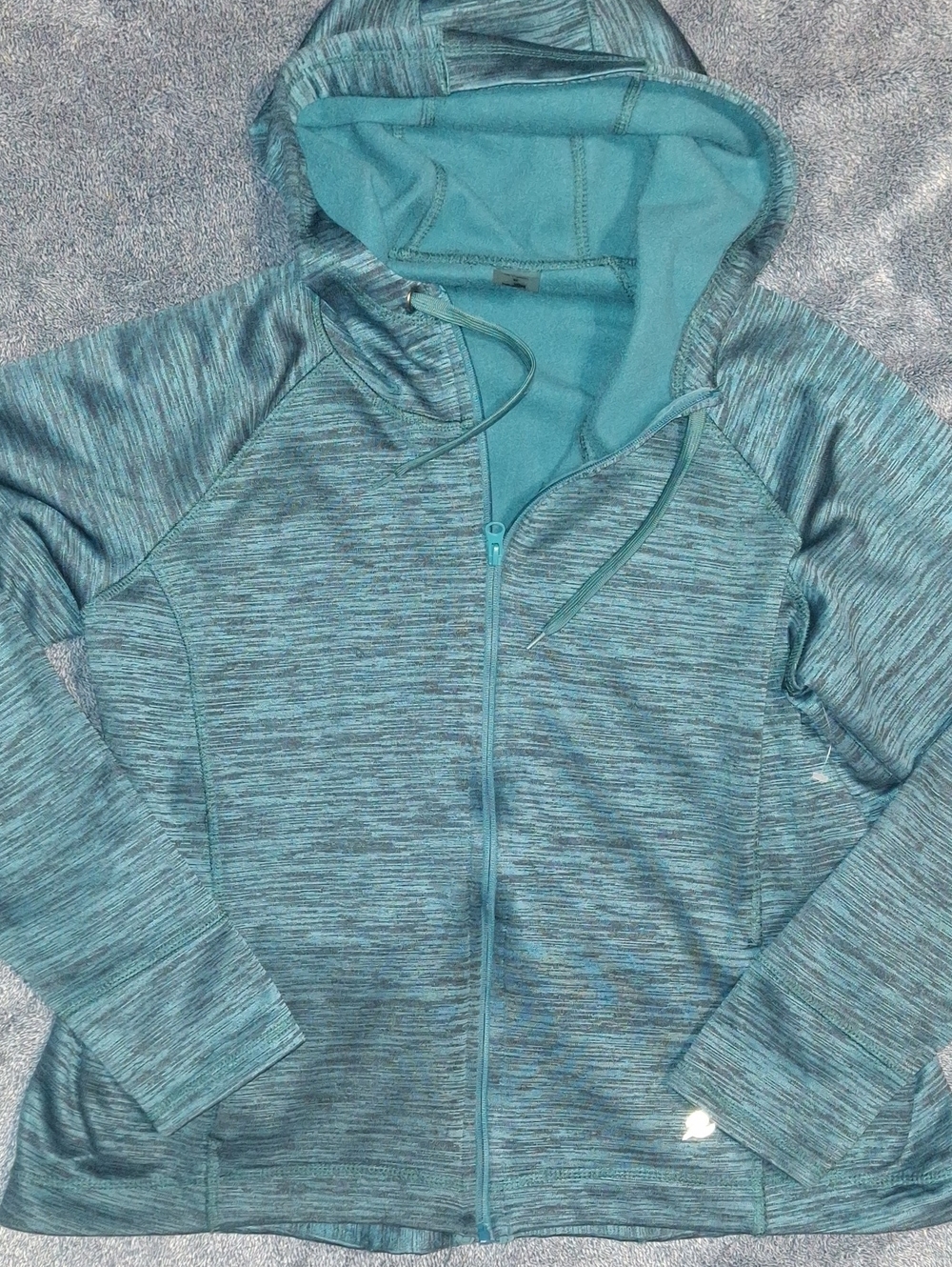 Energy Zone Teal Space-Dyed Zip-Up Hoodie